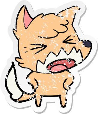 Bir insan tarafından çizilmiş kızgın bir tilkinin sıkıntılı çıkartması.