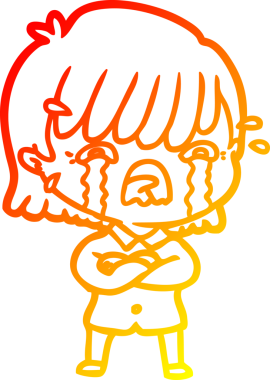 Bir insan tarafından çizilmiş ağlayan çizgi film kızı çizimi.