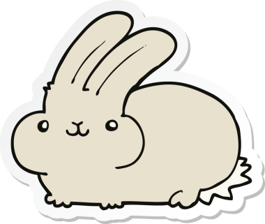 Bir insan tarafından çizilmiş çizgi film tavşanının çıkartması.