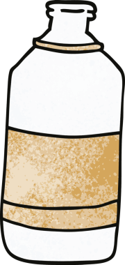 Bir insan tarafından çizilmiş karikatür su şişesi.