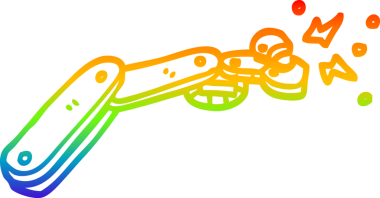 gökkuşağı gradyan çizgi çizimi bir insan tarafından çizilmiş robot kol