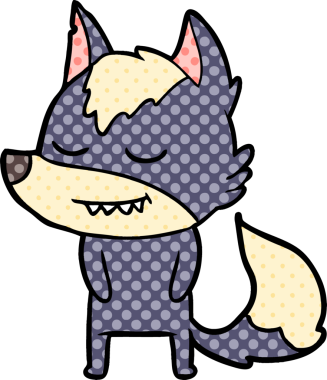 Bir insan tarafından çizilmiş dost canlısı bir kurt.