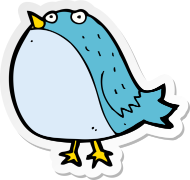 Bir insan tarafından çizilmiş şişman bir kuşun çıkartması.