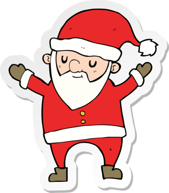 Bir insan tarafından çizilmiş dans eden Noel Baba 'nın çıkartması.