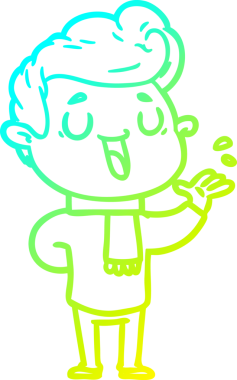 Bir insan tarafından çizilmiş mutlu bir çizgi film karakteri çizimi.