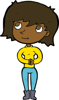 Bir insan tarafından çizilmiş karikatür dostu kadın.