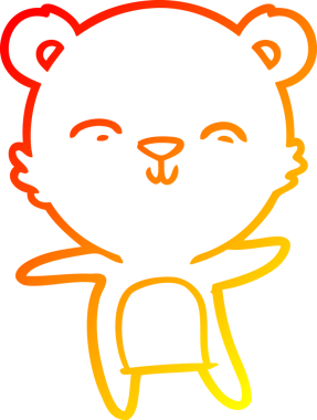 Bir insan tarafından çizilmiş mutlu bir kutup ayısının çizgi çizimi.