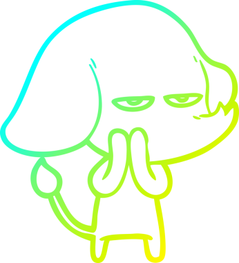 Bir insan tarafından çizilmiş soğuk bir çizgi film filinin çizimi.