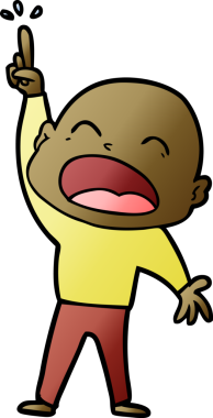 Bir insan tarafından çizilmiş kel adam diye bağıran çizgi film.