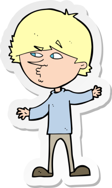 Bir insan tarafından çizilmiş garip bir adamın çıkartması.