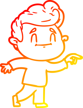 Bir insan tarafından çizilmiş mutlu bir çizgi film karakteri çizimi.