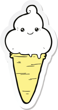 Bir insan tarafından çizilmiş karikatür dondurma etiketi.