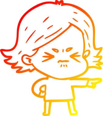 Bir insan tarafından çizilmiş kızgın bir kızın sıcak çizgi çizimi