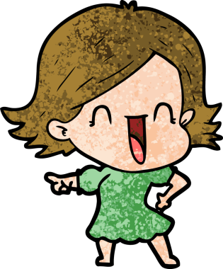 Bir insan tarafından çizilmiş mutlu bir kadın.