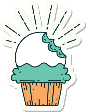 Bir insan tarafından çizilmiş ısırık izi olmayan dövme stili bir kek.