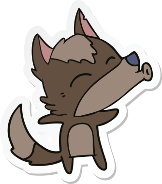 Bir insan tarafından çizilmiş uluyan bir kurdun çıkartması.