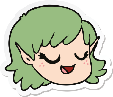 Bir insan tarafından çizilmiş bir elf kızının çıkartması.