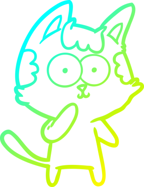 Bir insan tarafından çizilmiş bir çizgi film kedisinin soğuk gradyan çizimi