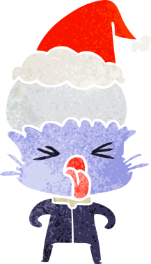 Bir insan tarafından çizilmiş garip bir el çizimi Noel Baba şapkası giyen bir uzaylının