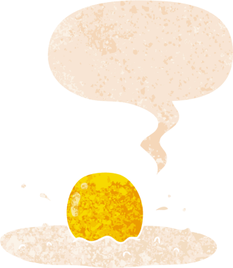 Bir insan tarafından çizilmiş grunge dertli retro tarzı konuşma baloncuklu çizgi film yumurtası