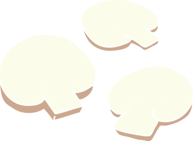 Bir insan tarafından çizilmiş düz renkli çizgi film mantarları