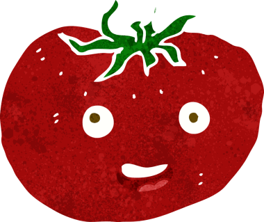 Bir insan tarafından çizilmiş domates çizgi filmi.