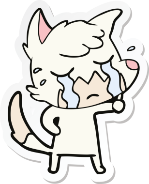 Bir insan tarafından çizilmiş ağlayan tilki çizgi filminin çıkartması.