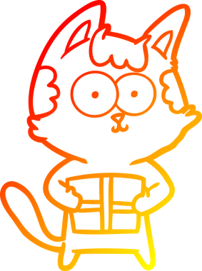 Bir insan tarafından çizilmiş mutlu çizgi film kedisinin sıcak çizgi çizimi