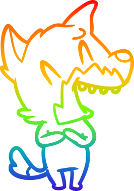 Bir insan tarafından çizilmiş gülen tilki çizgi filmi.