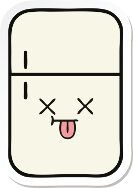 Bir insan tarafından çizilmiş şirin bir buzdolabı etiketi.