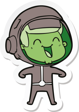 Bir insan tarafından çizilmiş mutlu bir astronotun çıkartması.