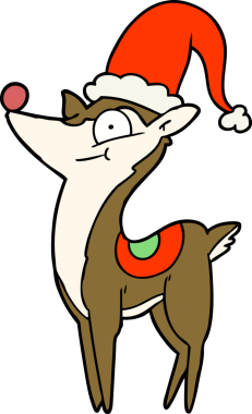 Bir insan tarafından çizilmiş karikatür Noel geyiği.