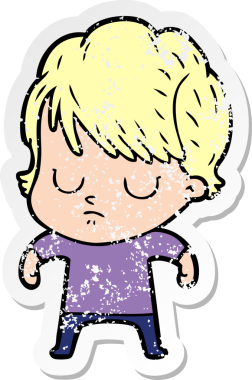 Bir insan tarafından çizilmiş karikatür bir kadının sıkıntılı çıkartması.