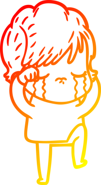 Bir insan tarafından çizilmiş, ağlayan bir çizgi kadın çizimi.