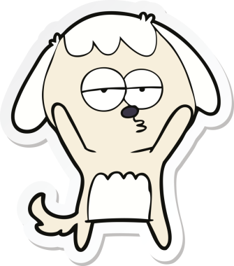 Bir insan tarafından çizilmiş sıkılan bir köpeğin çıkartması.