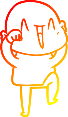 Bir insan tarafından çizilmiş mutlu, kel bir adamın sıcak çizgi çizimi.