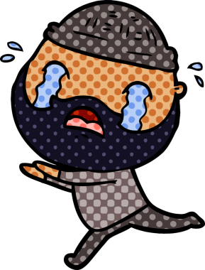 Çizgi film sakallı adam bir insan tarafından çizilmiş ağlıyor.