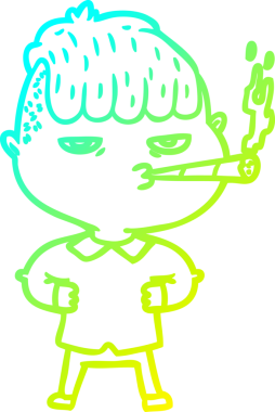 Bir insan tarafından çizilmiş sigara içen bir çizgi film karakteri çizimi