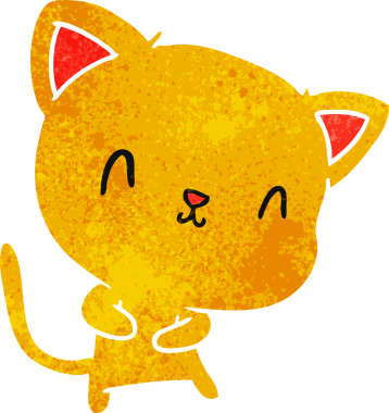 Bir insan tarafından çizilmiş sevimli kawaii kedisinin eski çizgi film çizimi