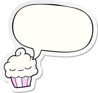 Bir insan tarafından çizilmiş konuşma balonu çıkartmalı komik çizgi film keki.