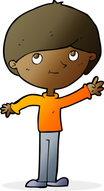 Bir insan tarafından çizilmiş mutlu çocuk çizgi filmi.