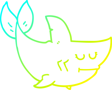 Bir insan tarafından çizilmiş bir karikatür köpek balığı çizimi.