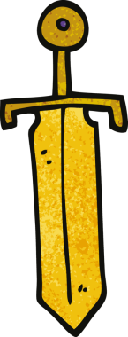 Bir insan tarafından çizilmiş bronz bir kılıç.