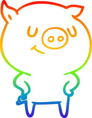 gökkuşağı gradyan çizimi mutlu çizgi domuz çizimi bir insan tarafından çizilmiş