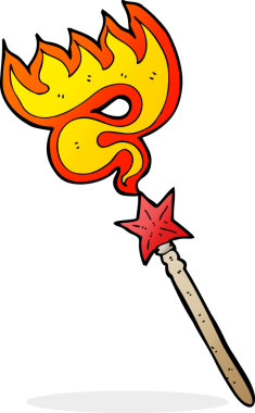çizgi film sihirli değneği bir insan tarafından çizilmiş ateş büyüsü