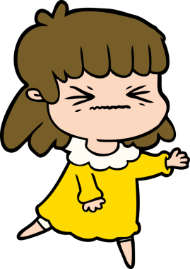 Bir insan tarafından çizilmiş kızgın bir kız.