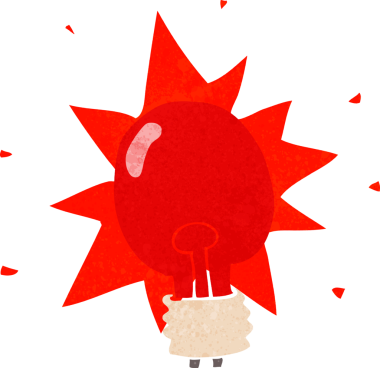 bir insan tarafından çizilmiş kırmızı bir ampul.