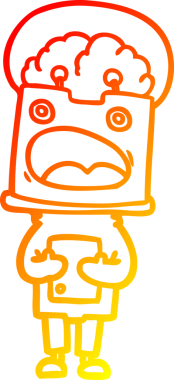 Bir insan tarafından çizilen çizgi film robotunun sıcak çizgi çizimi