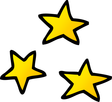 Bir insan tarafından çizilen üç yıldızın vektör gradyan çizimi