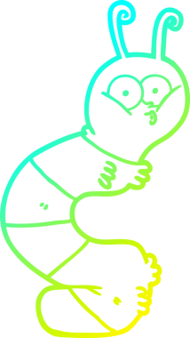 Bir insan tarafından çizilmiş komik bir tırtılın soğuk çizgi çizimi.